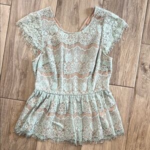 Elegant Lace Women’s Top in Mint Green